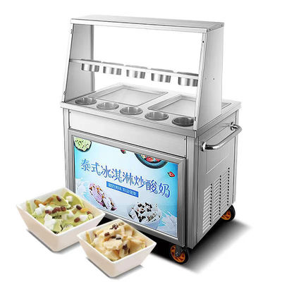 quality Commercial Fried Ice Cream Machine Snack Factory For Sale Double Pan Ice Cream Roll Machine With Fruit Yogurt Ready To Ship factory